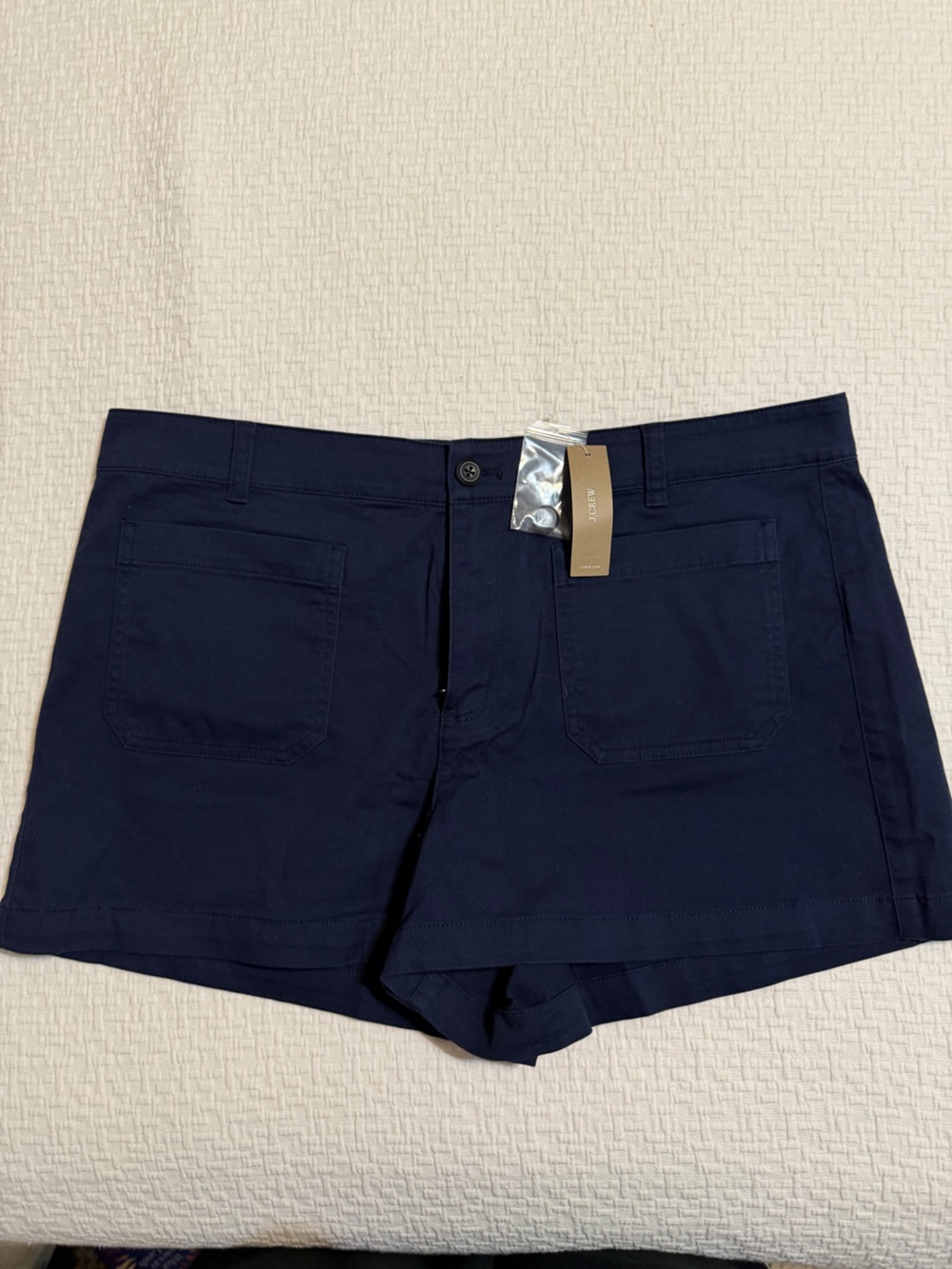 J. Crew Navy Cotton Patch-Pocket Chino Shorts NWT